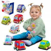 ZESTAW PLUSZOWE MIĘKKIE AUTKA SAMOCHODZIKI Z NAPĘDEM 4 SZT