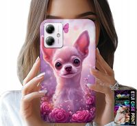 ETUI DO MOTOROLA MOTO G14 - SŁODKA CHIHUAHUA NA RÓŻOWYM TLE KWIATAMI