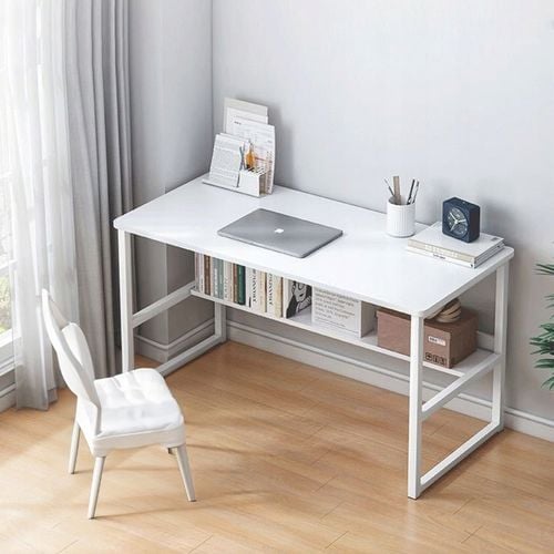 BIURKO KOMPUTEROWE STOLIK LOFT BIAŁE MŁODZIEŻOWE Z PÓŁKĄ NOWOCZESNE na Arena.pl