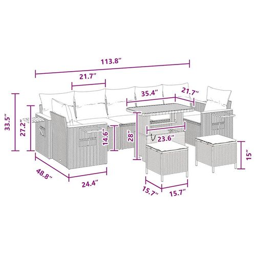 Zestaw Sof na Ogród z poduszką 10 pcs Czarny 90 x 55 x 71 cm na Arena.pl