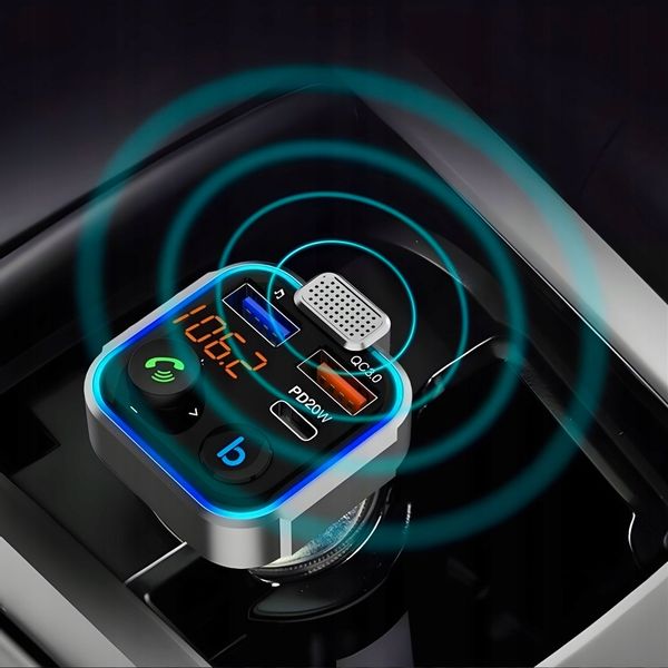 TRANSMITER BLUETOOTH AUDIO FM MP3 BT SZYBKA ŁADOWARKA 3X USB QC 3.0 RGB LED zdjęcie 8