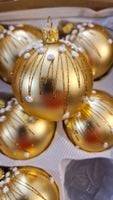 Zestaw Bombek Choinkowych z Brokatowymi Zaciekami - Złote - 6 sztuk