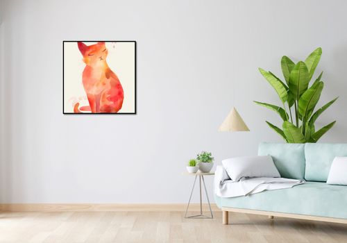 Plakat 70x70cm Akwarelowy Kot na Arena.pl