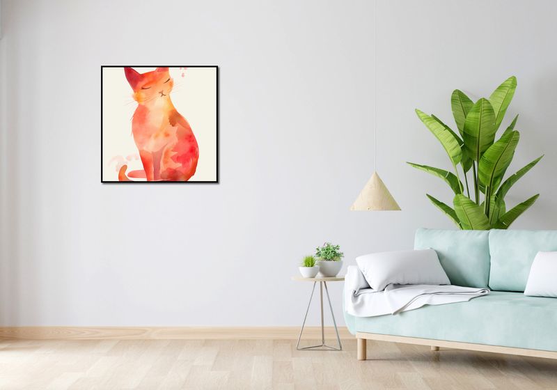 Plakat 70x70cm Akwarelowy Kot zdjęcie 4