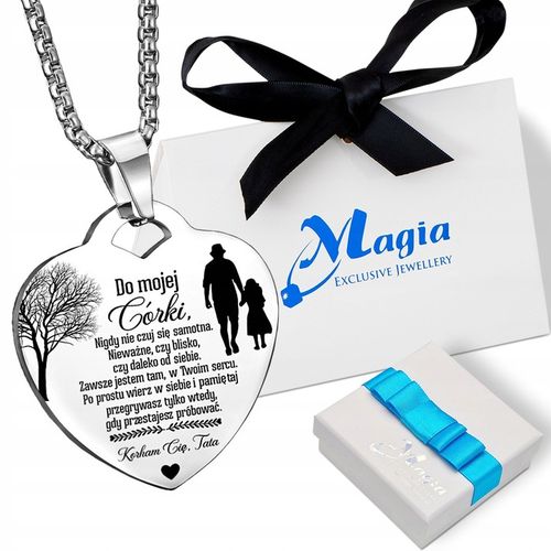 Łańcuszek ZAWIESZKA Serce Srebrny NASZYJNIK Dla CÓRKI od Taty GRAWER BOX na Arena.pl