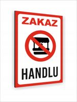 Tabliczka znak informacyjny dibond nadruk UV 30x20 ZAKAZ HANDLU
