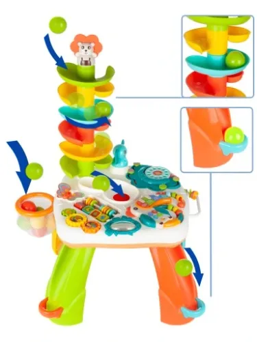 STOLIK INTERAKTYWNY EDUKACYJNY ZJEŻDŻALNIA PIŁEK PIŁECZKI PIANINKO PAPUGA na Arena.pl
