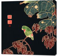 Obraz 100x100cm The Paroquet, Jakuchu Japoński Vintage