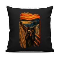 Kot krzyk - inspirowany Van Goghiem - czarna poduszka na ŚMIESZNY prezent