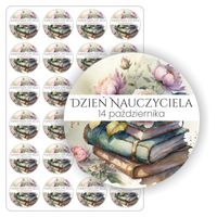 NAKLEJKI etykiety etykietki samoprzylepne DZIEŃ NAUCZYCIELA 24szt. 5cm