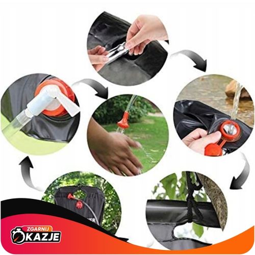 PRYSZNIC SOLARNY 20L KEMPINGOWY TURYSTYCZNY POLOWY BIWAKOWY NAGRZEWA WODĘ na Arena.pl