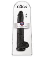 14' Cock With Balls Black Dildo Z Jądrami Czarne 35Cm King Cock
