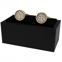 Spinki Do Mankietów Złote Damskie Z Różowymi Kryształami Na Prezent