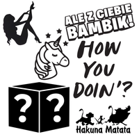 Zestaw 5 Naklejek Mystery Box – Folia Samochodowa Czarna Biała Czerwona