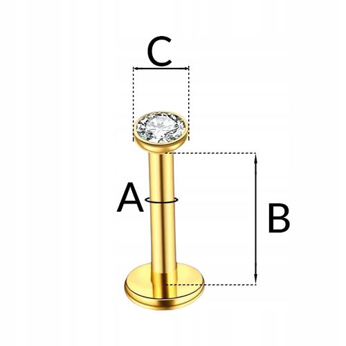 PIERCING Kolczyk Labret z białą cyrkonią HELIX Lobe Tragus TYTAN na Arena.pl