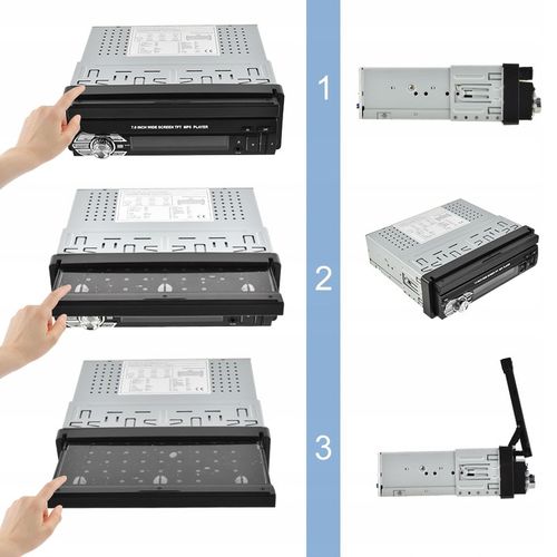 RADIO SAMOCHODOWE 1DIN 7'' BT WYSUWANY EKRAN DOTYKOWY MIRROR LINK KAMERA na Arena.pl