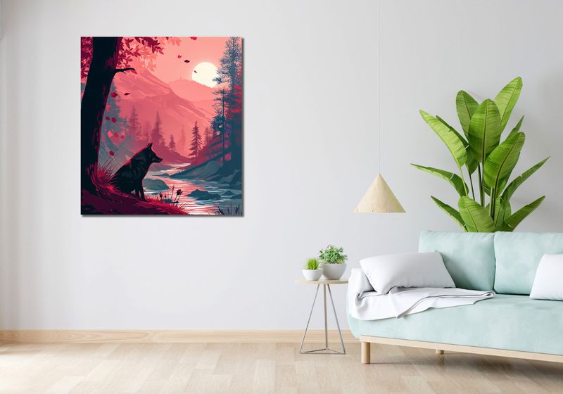 Obraz 90x100cm Wilk Przy Brzegu Lasu zdjęcie 2
