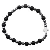 Bransoletka różaniec na gumce - Onyks. Jaspis Cesarski i Hematyt