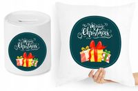 Na Święta Zestaw Poduszka + Skarbonka Prezent Z Nadrukiem Ze Zdjęciem