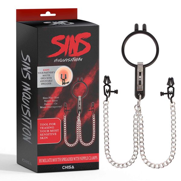 Humiliate Mouth Spreader With Nipple Clamps zdjęcie 1