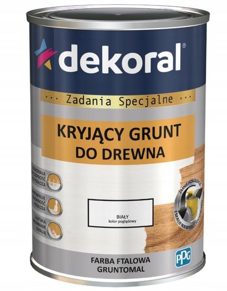 GRUNTOMAL 0.9L grunt kryjący do drewna biały zdjęcie 1