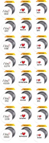 Przypinki buttony I LOVE EŁK z grafiką HIT na Arena.pl