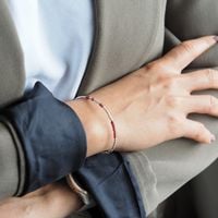 Bransoletka urodzeniowa styczeń - granat, srebrny hematyt i srebro