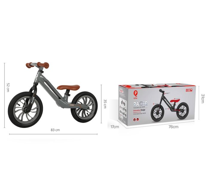 MILLY MALLY Qplay Rowerek biegowy Racer grey zdjęcie 5