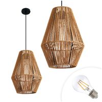 Zestaw Lampa Wisząca Mała Metal Sznurek Boho + Żarówka 7W E27 Barwa Ciepła