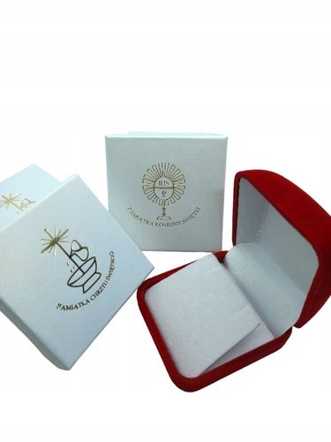 złoty łańcuszek krzyżyk na komunię na chrzest medalik komunijny + PUDEŁKO na Arena.pl