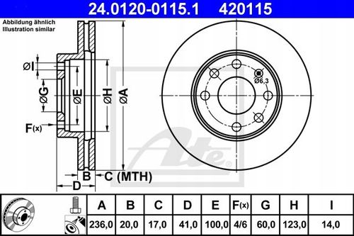 TARCZA HAM PRZOD 236X20 V ATE na Arena.pl