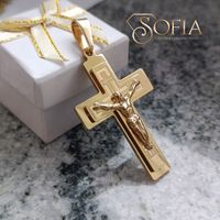 Złoty duży krzyż wisiorek Orginalna Stal chirurgiczna 316L Okazja