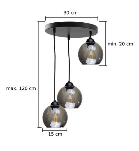Lampa wisząca 3xE27 YUNO BLACK na Arena.pl