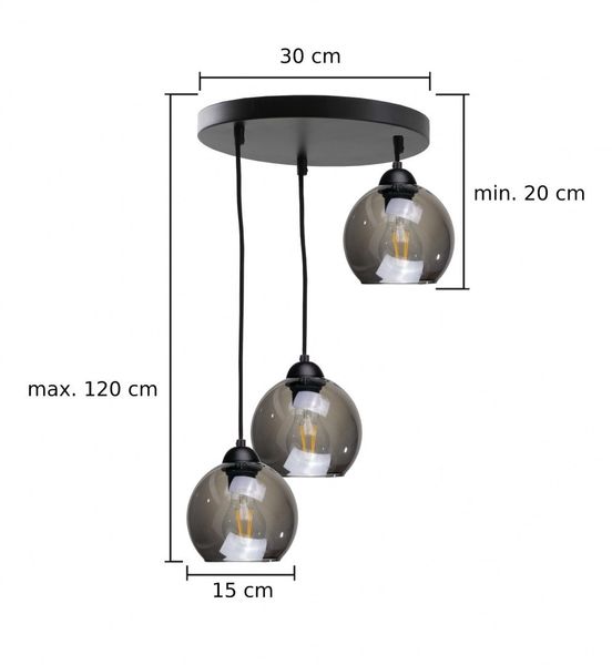 Lampa wisząca 3xE27 YUNO BLACK zdjęcie 3
