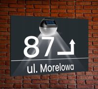 TABLICZKA ADRESOWA oświetlona z lampką ANTRACYT aluminiowa dibond 40x30