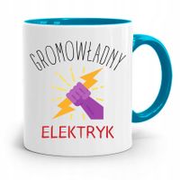 Kubek Błękitny Prezent Dla Gromowładnego Elektryka Z Nadrukiem Ze Zdjęciem