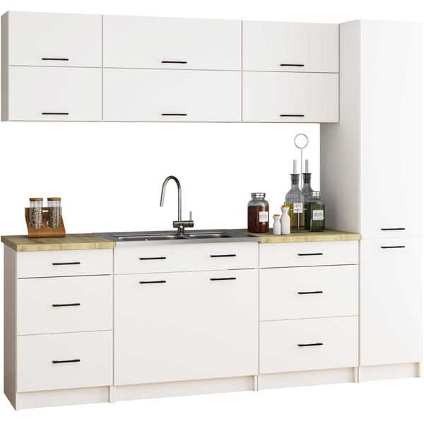 Słupek kuchenny OLIWIA 40x205 cm 2 drzwi 6 półek biały zdjęcie 6