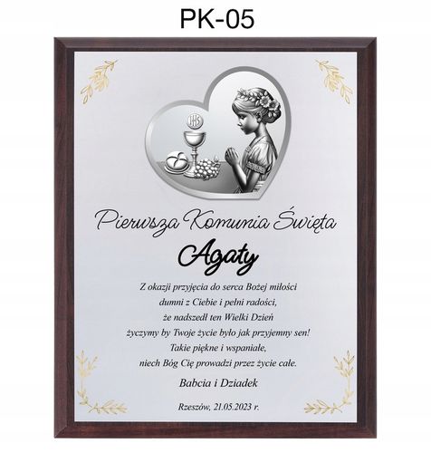 OBRAZEK PAMIĄTKA PIERWSZEJ KOMUNII ŚWIĘTEJ PREZENT NA KOMUNIĘ Z GRAWEREM na Arena.pl
