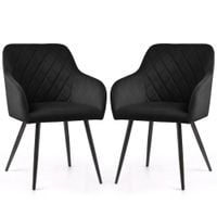 2x Krzesło welurowe tapicerowane do salonu VELTO Czarne Czarne nogi