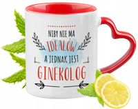 Kubek Dla Ginekologa Czerwony Z Uszkiem W Kształcie Serca Na Prezent