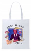 Donald Tusk Platforma Torba Eco Biała Shopper Z Nadrukiem Ze Zdjęciem
