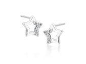 Delikatne rodowane srebrne kolczyki celebrytki gwiazdki gwiazdy stars białe cyrkonie srebro 925 Z1745E