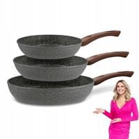 ZESTAW PATELNI 3 szt. GRANITOWA patelnia INDUKCJA 20/24/28cm non-stick Geos
