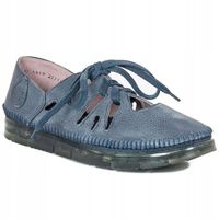 Półbuty damskie Maciejka 04449-17 ażurowe skórzane granat na jeans r.39