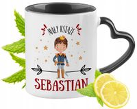 Kubek Czarny Z Uszkiem W Kształcie Serca Dla Sebastiana Idealny Na Prezent