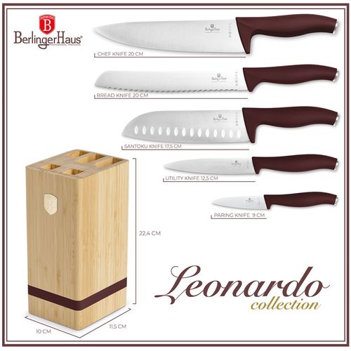 zestaw noży berlinger haus bh-2972 leonardo w bloku bambusowym na Arena.pl