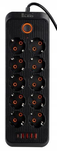 Przedłużacz Listwa Zasilająca Sieciowa 3M 10 Gniazd + 5X USB Ładowarka na Arena.pl