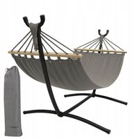 Hamak Ogrodowy Dwuosobowy na Stelażu Huśtawka Mocny 250kg Drążki Wiszący XL