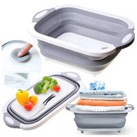 MISKA SKŁADANA SILIKONOWA Z ODPŁYWEM TURYSTYCZNA SZARA NA WARZYWA PRANIE 6L