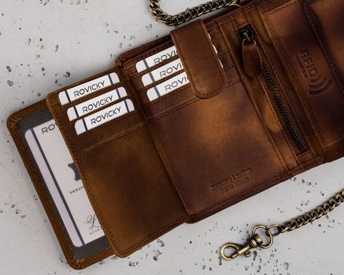 duży, skórzany portfel męski z łańcuszkiem na Arena.pl